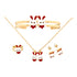 Explore the enchanting Girls Easter Bunny Set, a delightful jewelry collection that includes a necklace, cuff bracelet, earrings, and a ring. Each piece is 10k gold filled and features whimsical red and white rabbit motifs on an elegant metal base, adding a playful touch to any ensemble.